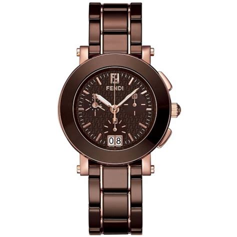 fendi brown ceramic watch|F674120 Fendi Brown Ceramic Round Chronograph Rose Gold .